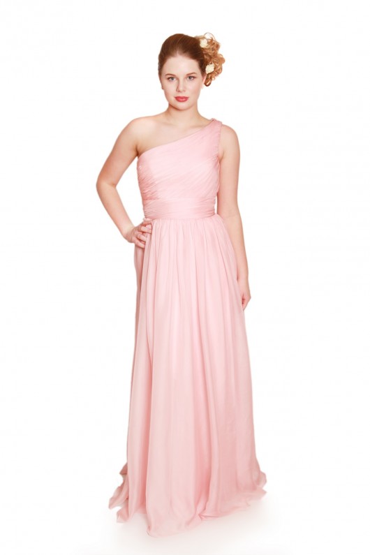 embm07, one shoulder bridesmaid dress, dusky pink bridesmaid dress, blush pink bridesmaid dress, long chiffon dusky pink bridesmaid dress, bridesmaid dresses in milton keynes, made to measure bridesmaid dress, bridesmaid dress with waistband